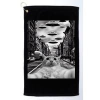 Alien UFO Funny Cat Selfie Golf Towel
