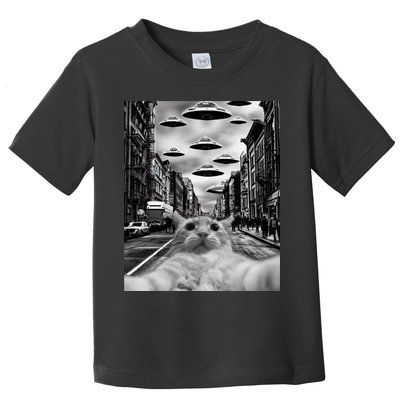 Alien UFO Funny Cat Selfie Toddler T-Shirt
