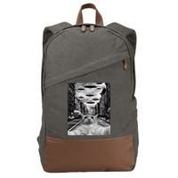 Alien UFO Funny Cat Selfie Cotton Canvas Backpack