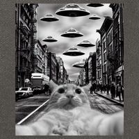 Alien UFO Funny Cat Selfie Cotton Canvas Backpack