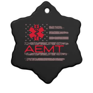 Aemt Usa Flag Patriotic Medical Medical Technician Gift Ceramic Star Ornament