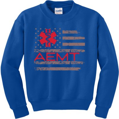 Aemt Usa Flag Patriotic Medical Medical Technician Gift Kids Sweatshirt