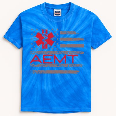 Aemt Usa Flag Patriotic Medical Medical Technician Gift Kids Tie-Dye T-Shirt