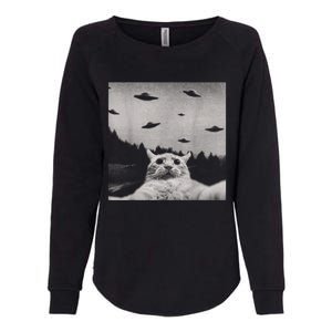 Alien UFO Funny Cat Womens California Wash Sweatshirt