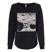 Alien UFO Funny Cat Womens California Wash Sweatshirt