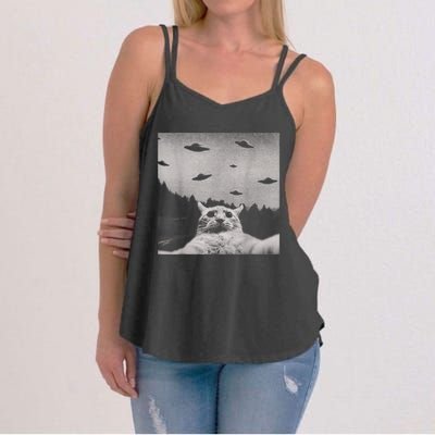 Alien UFO Funny Cat Women's Strappy Tank