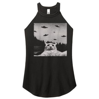 Alien UFO Funny Cat Women’s Perfect Tri Rocker Tank