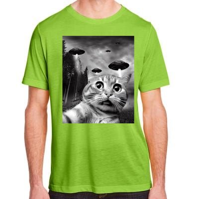 Alien UFO Funny Cat Selfie Adult ChromaSoft Performance T-Shirt