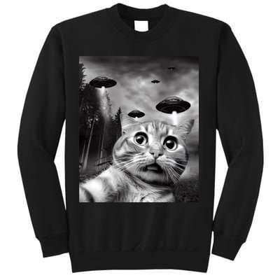 Alien UFO Funny Cat Selfie Sweatshirt