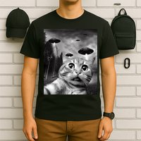 Alien UFO Funny Cat Selfie T-Shirt