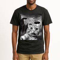 Alien UFO Funny Cat Selfie Tall T-Shirt