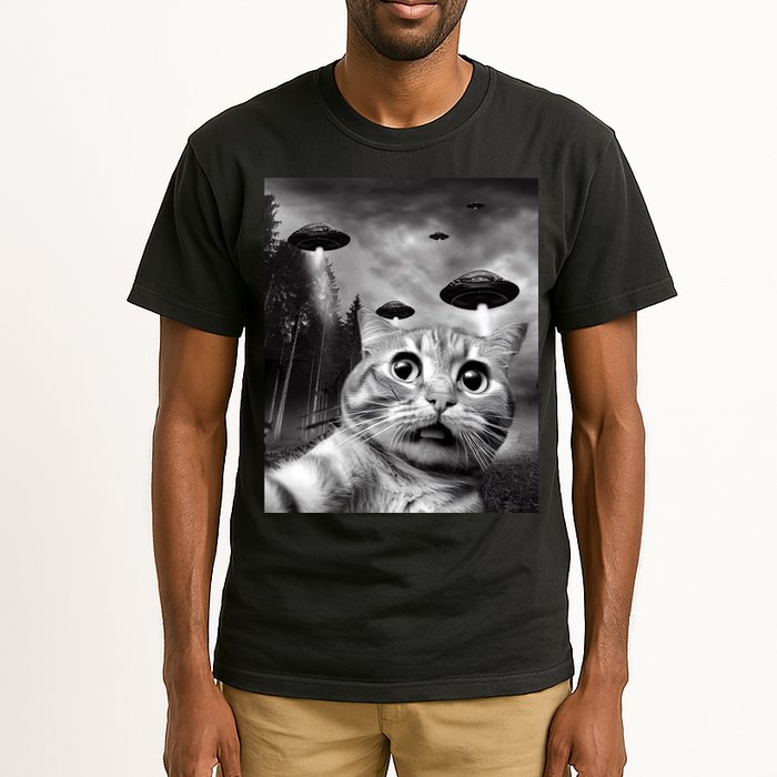 Alien UFO Funny Cat Selfie Tall T-Shirt