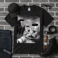 Alien UFO Funny Cat Selfie Tall T-Shirt