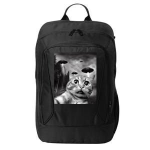 Alien UFO Funny Cat Selfie City Backpack