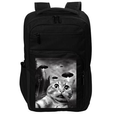 Alien UFO Funny Cat Selfie Impact Tech Backpack