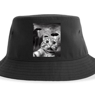 Alien UFO Funny Cat Selfie Sustainable Bucket Hat