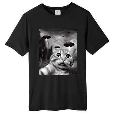 Alien UFO Funny Cat Selfie Tall Fusion ChromaSoft Performance T-Shirt