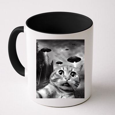 Alien UFO Funny Cat Selfie Mug