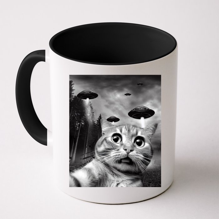 Alien UFO Funny Cat Selfie Mug