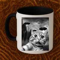 Alien UFO Funny Cat Selfie Mug