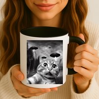 Alien UFO Funny Cat Selfie Mug