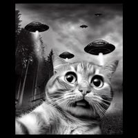 Alien UFO Funny Cat Selfie Drawstring Bag