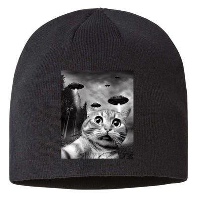 Alien UFO Funny Cat Selfie Sustainable Beanie