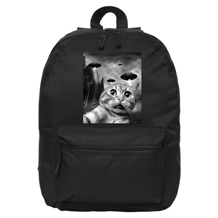 Alien UFO Funny Cat Selfie 16 in Basic Backpack