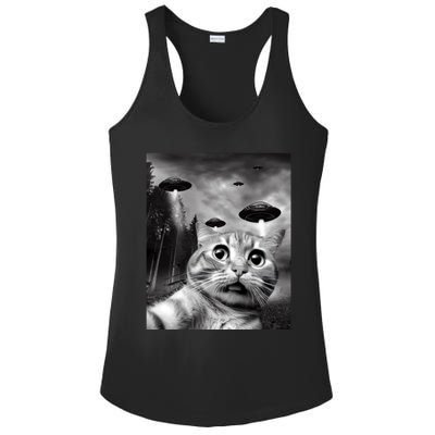 Alien UFO Funny Cat Selfie Ladies PosiCharge Competitor Racerback Tank