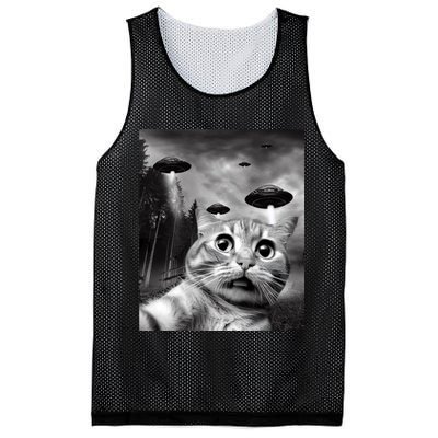 Alien UFO Funny Cat Selfie Mesh Reversible Basketball Jersey Tank