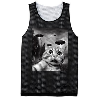 Alien UFO Funny Cat Selfie Mesh Reversible Basketball Jersey Tank