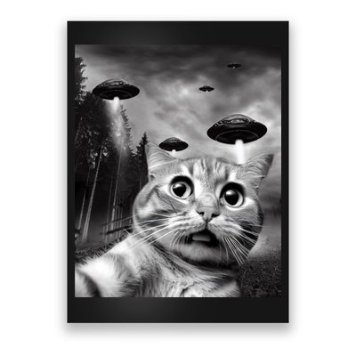 Alien UFO Funny Cat Selfie Poster