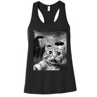 Alien UFO Funny Cat Selfie Women's Racerback Tank