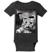 Alien UFO Funny Cat Selfie Baby Bodysuit