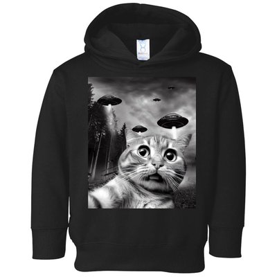Alien UFO Funny Cat Selfie Toddler Hoodie