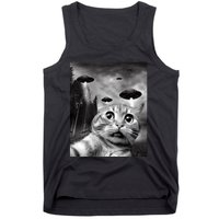 Alien UFO Funny Cat Selfie Tank Top