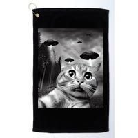 Alien UFO Funny Cat Selfie Golf Towel