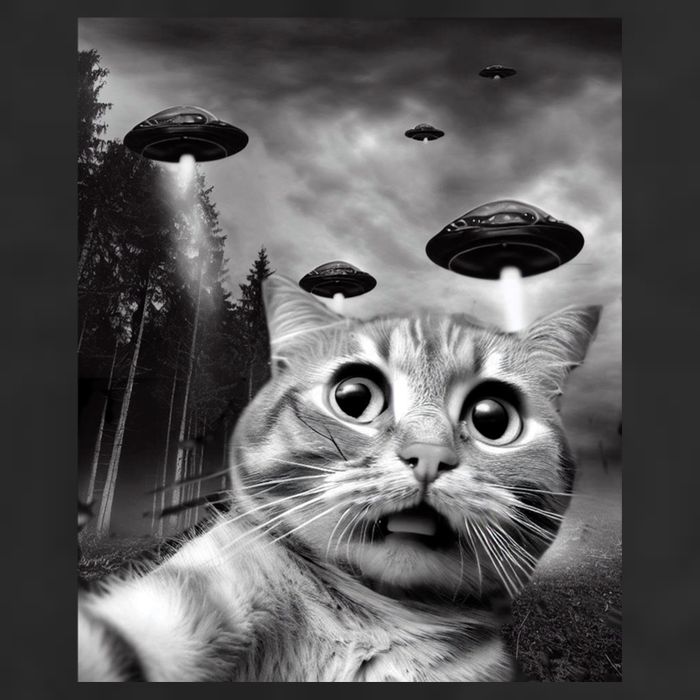 Alien UFO Funny Cat Selfie Golf Towel