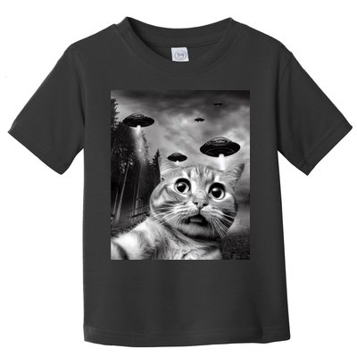 Alien UFO Funny Cat Selfie Toddler T-Shirt