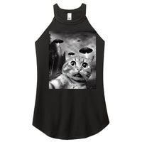 Alien UFO Funny Cat Selfie Women's Perfect Tri Rocker Tank