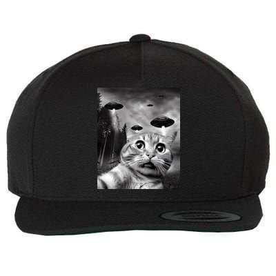 Alien UFO Funny Cat Selfie Wool Snapback Cap