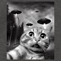 Alien UFO Funny Cat Selfie Vector Backpack