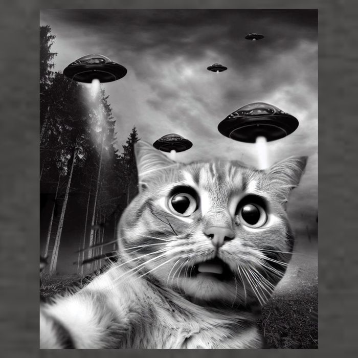 Alien UFO Funny Cat Selfie Vector Backpack