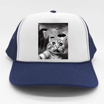 Alien UFO Funny Cat Selfie Trucker Hat