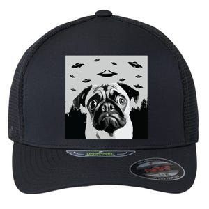 Alien UFO Funny Pug Dog Lover Men Women Kids Flexfit Unipanel Trucker Cap