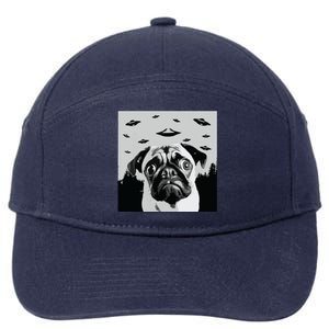 Alien UFO Funny Pug Dog Lover Men Women Kids 7-Panel Snapback Hat