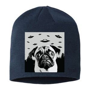 Alien UFO Funny Pug Dog Lover Men Women Kids Sustainable Beanie