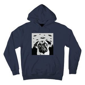 Alien UFO Funny Pug Dog Lover Men Women Kids Tall Hoodie