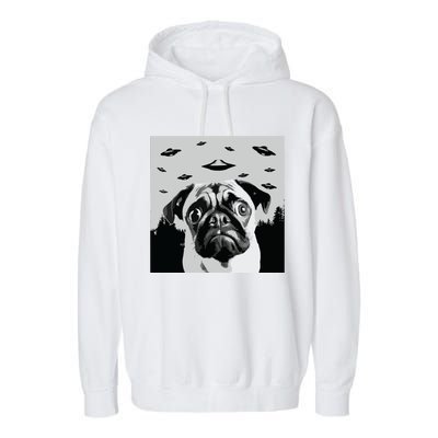 Alien UFO Funny Pug Dog Lover Men Women Kids Garment-Dyed Fleece Hoodie