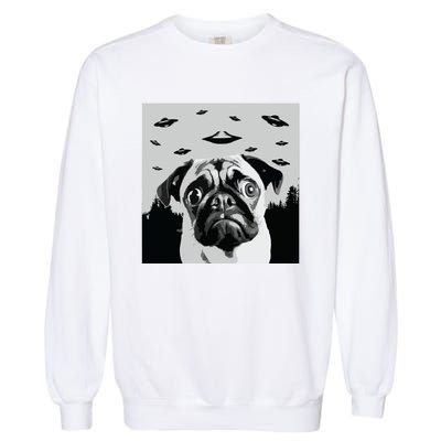 Alien UFO Funny Pug Dog Lover Men Women Kids Garment-Dyed Sweatshirt